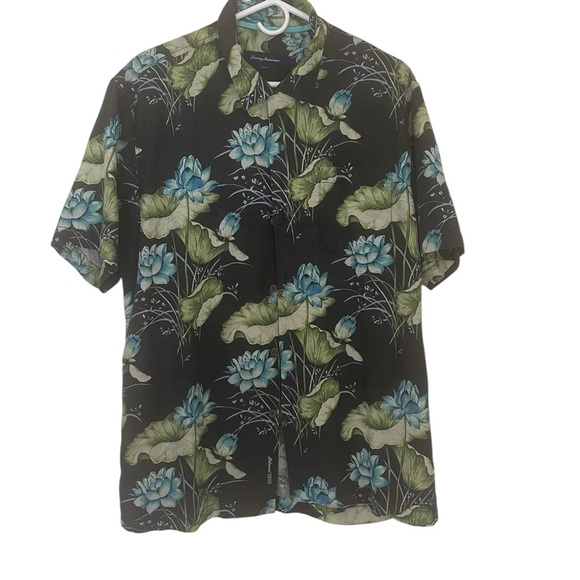 Tommy Bahama Island Zone Adriatic Garden Camp Shirt Large Silk Blend EUC - Picture 2 of 9